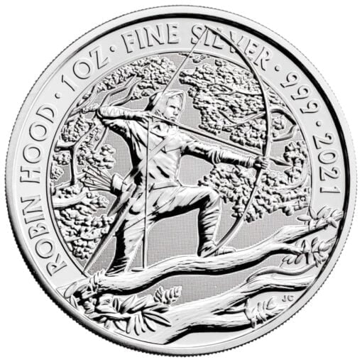 2021 robin hood 1oz. 999 silver bullion coin froint