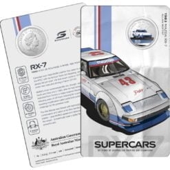 2020 50c 1983 Mazda RX-7 - 60 Years of Supercars Coloured Coin in Card 2