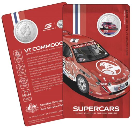2020 50c 2000 Holden VT Commodore - 60 Years of Supercars Coloured Coin in Card 1