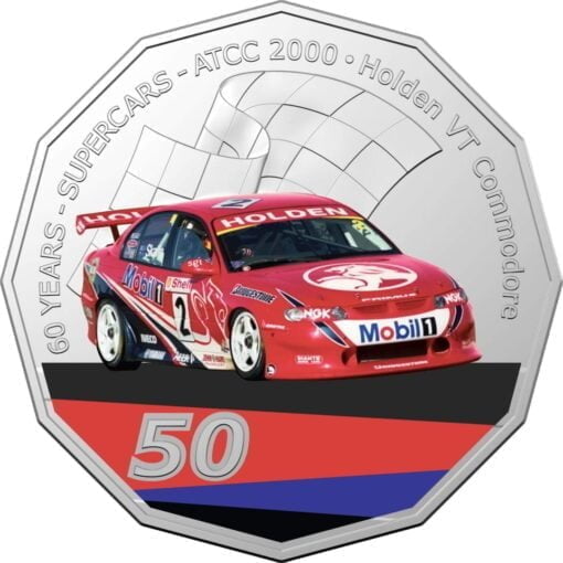 2020 50c 2000 holden vt commodore - 60 years of supercars coloured coin in card