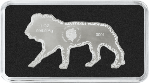 2021 animals of africa - lion 1oz. 9999 silver lion shaped coin