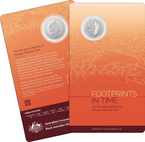 2021 20c Mungo Footprint Uncirculated Coin in Card - CuNi 1