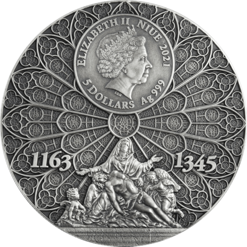 2021 Notre-Dame De Paris 2oz .999 Silver High Relief Antiqued Coin