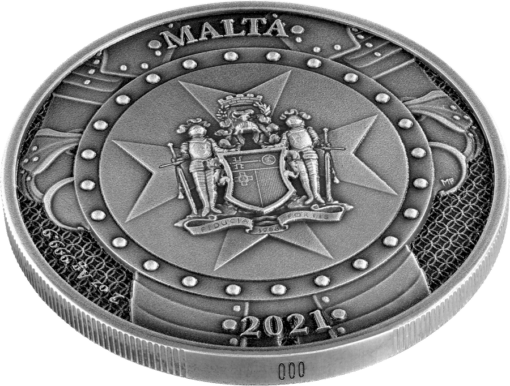 2021 Malta Knights of the Past 2oz .9999 Antiqued Silver High Relief Coin - 10 Euro