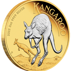 2022 Australian Kangaroo 2oz .9999 Silver Reverse Gilded Coin