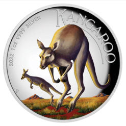 2022 Australian Kangaroo 1oz .9999 Silver Proof High Relief Coloured Coin
