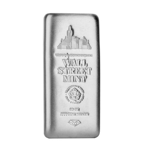 Wall street mint 10oz. 999 silver cast bullion bar