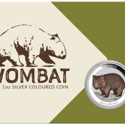2022 australian wombat 1oz. 9999 silver coloured coin in card