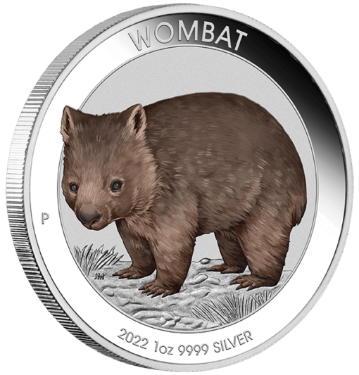 2022 australian wombat 1oz. 9999 silver coloured coin in card