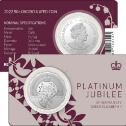 2022 50c platinum jubilee of hm queen elizabeth ii uncirculated coin - cuni
