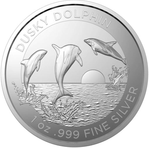2022 australian dolphin series - dusky dolphin 1oz .999 silver bullion coin