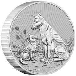 2022 Mother & Baby Dingo 2oz .9999 Silver Bullion Piedfort Coin