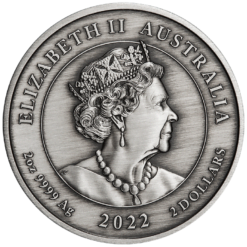 2022 black swan maali 2oz. 9999 silver antiqued coloured coin