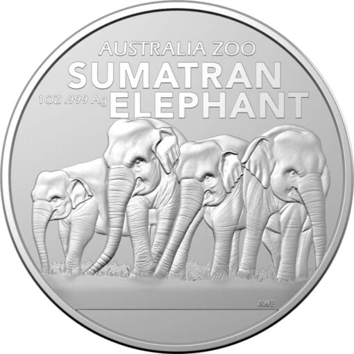 2022 australia zoo - sumatran elephant 1oz. 999 silver bullion coin
