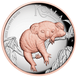 2022 Australian Koala 5oz .9999 Silver Proof High Relief Gilded Coin