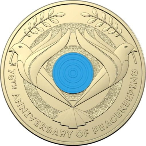 2022 $2 75th anniversary of peacekeeping coloured coin in mint roll - albr