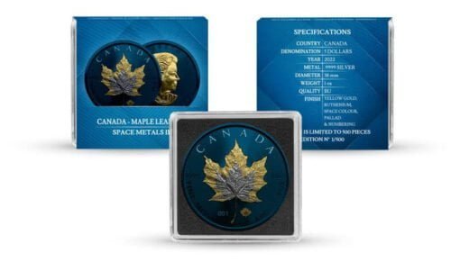 2022 space metals iii - maple leaf 1oz .9999 coloured silver coin