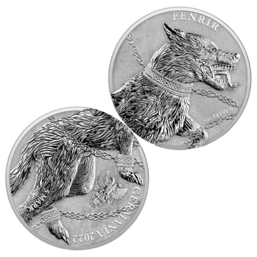 2022 germania beasts – fenrir 1oz .9999 silver bullion 2 coin set in capsule