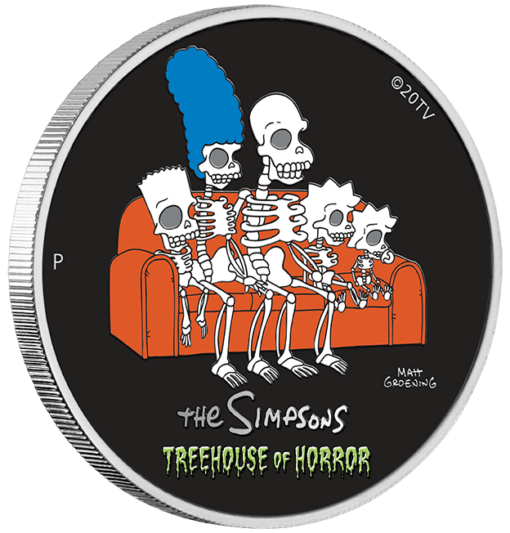 2022 the simpsons - treehouse of horror 1oz. 9999 silver coloured coin