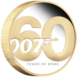 2022 60 years of bond 2oz. 9999 silver proof gilded coin