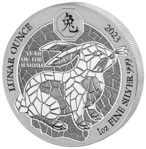 2023 rwanda lunar ounce - year of the rabbit 1oz. 999 silver bullion coin