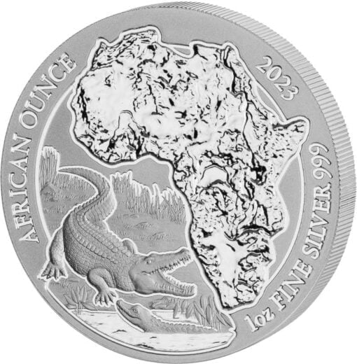 2023 rwanda african ounce - nile crocodile 1oz. 999 silver bullion coin