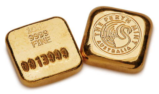 Perth mint 1oz. 9999 gold serialised cast bar