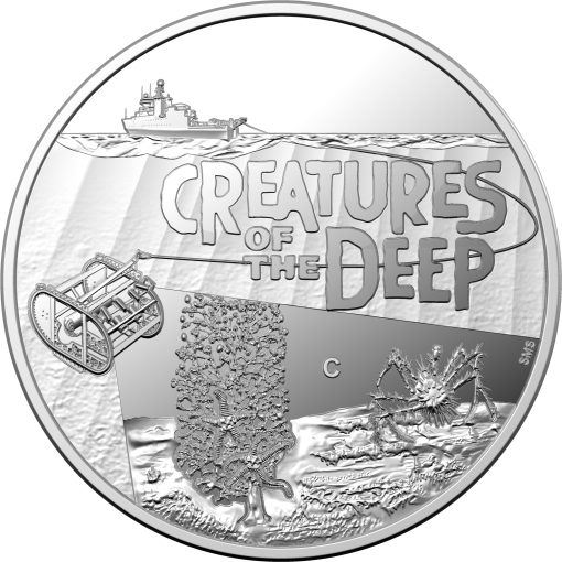 2023 $1 creatures of the deep 'c' mintmark silver proof coin