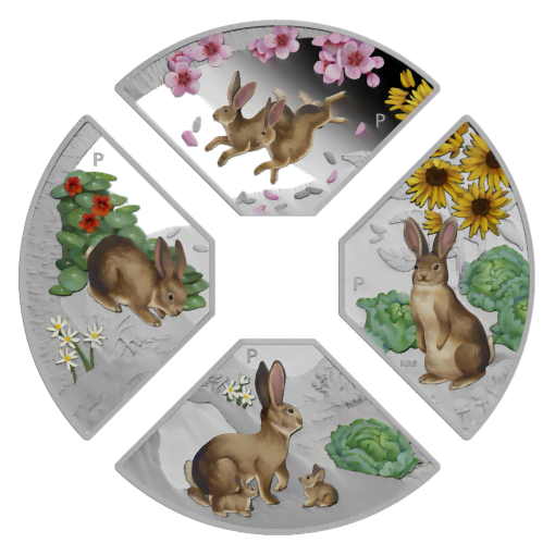 2023 year of the rabbit quadrant 1oz silver proof four coin set