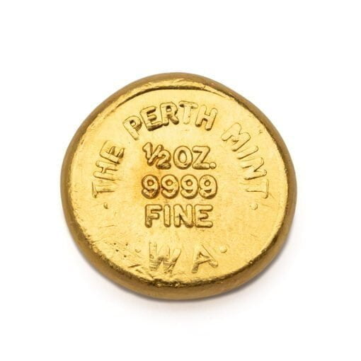 Perth mint 1/2oz. 9999 gold cast bullion bar - left facing swan