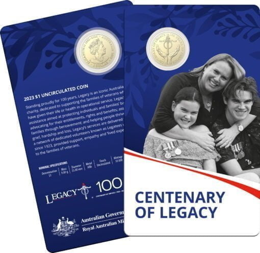 2023 $1 centenary of legacy uncirculated coin in card - albr