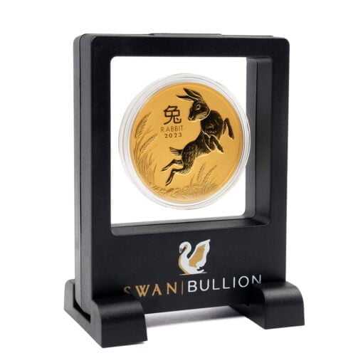 Swan bullion 3d floating frame display case with stands