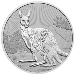 2023 Mother & Baby Kangaroo 10oz .9999 Silver Bullion Piedfort Coin