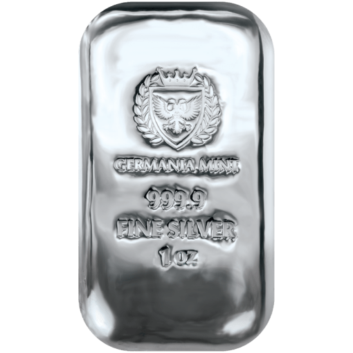 germania mint 1oz .9999 silver cast bullion bar