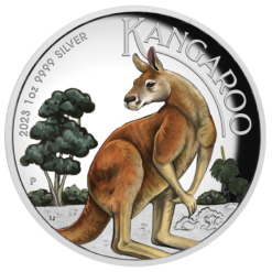 2023 Australian Kangaroo 1oz Silver Proof High Relief Coloured Coin