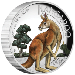 2023 australian kangaroo 1oz silver proof high relief coloured coin