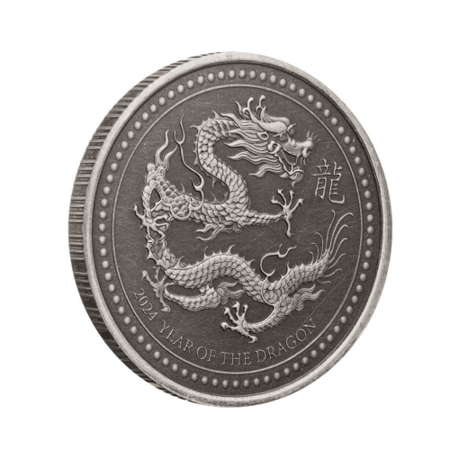 2024 year of the dragon 1/2oz silver antique coin