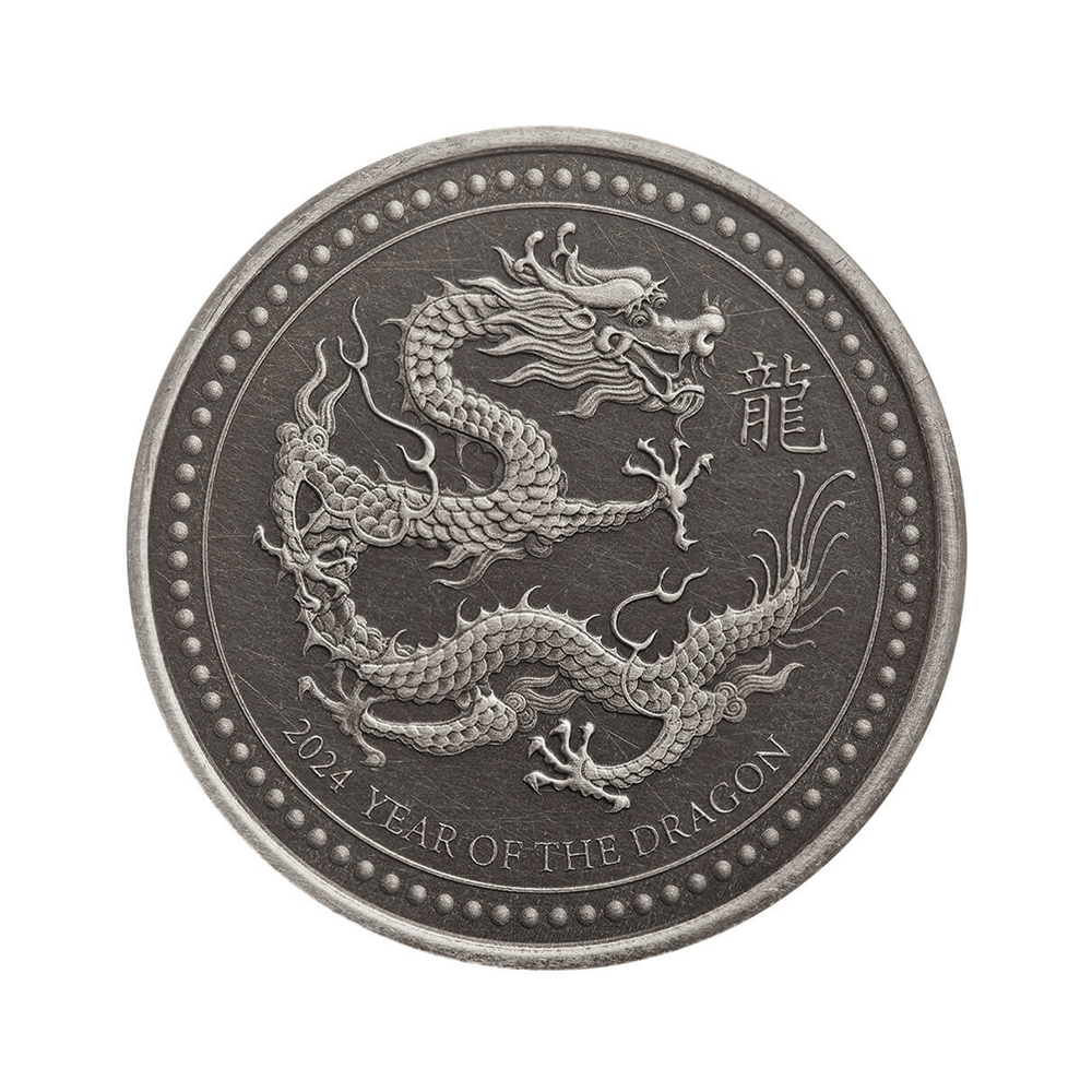 Scottsdale Mint 2024 Year of the Dragon 1/2oz Silver Antique Coin