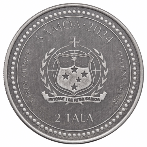 2024 year of the dragon 1oz silver antique coin