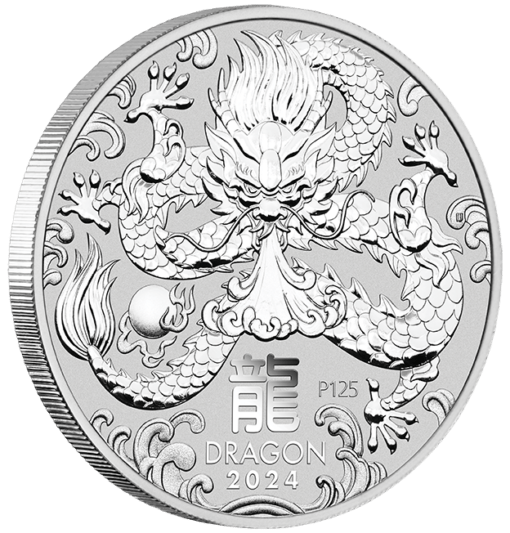 2024 year of the dragon 2oz silver bullion coin
