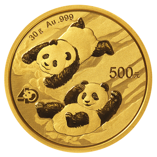 2022 chinese gold panda 30g. 999 gold bullion coin - 40th anniversary