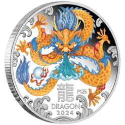 2024 year of the dragon 1oz silver proof coloured coin