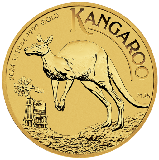 2024 australian kangaroo 1/10oz. 9999 gold bullion coin