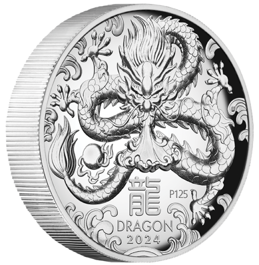 2024 year of the dragon 1oz. 9999 silver proof high relief coin - lunar series iii
