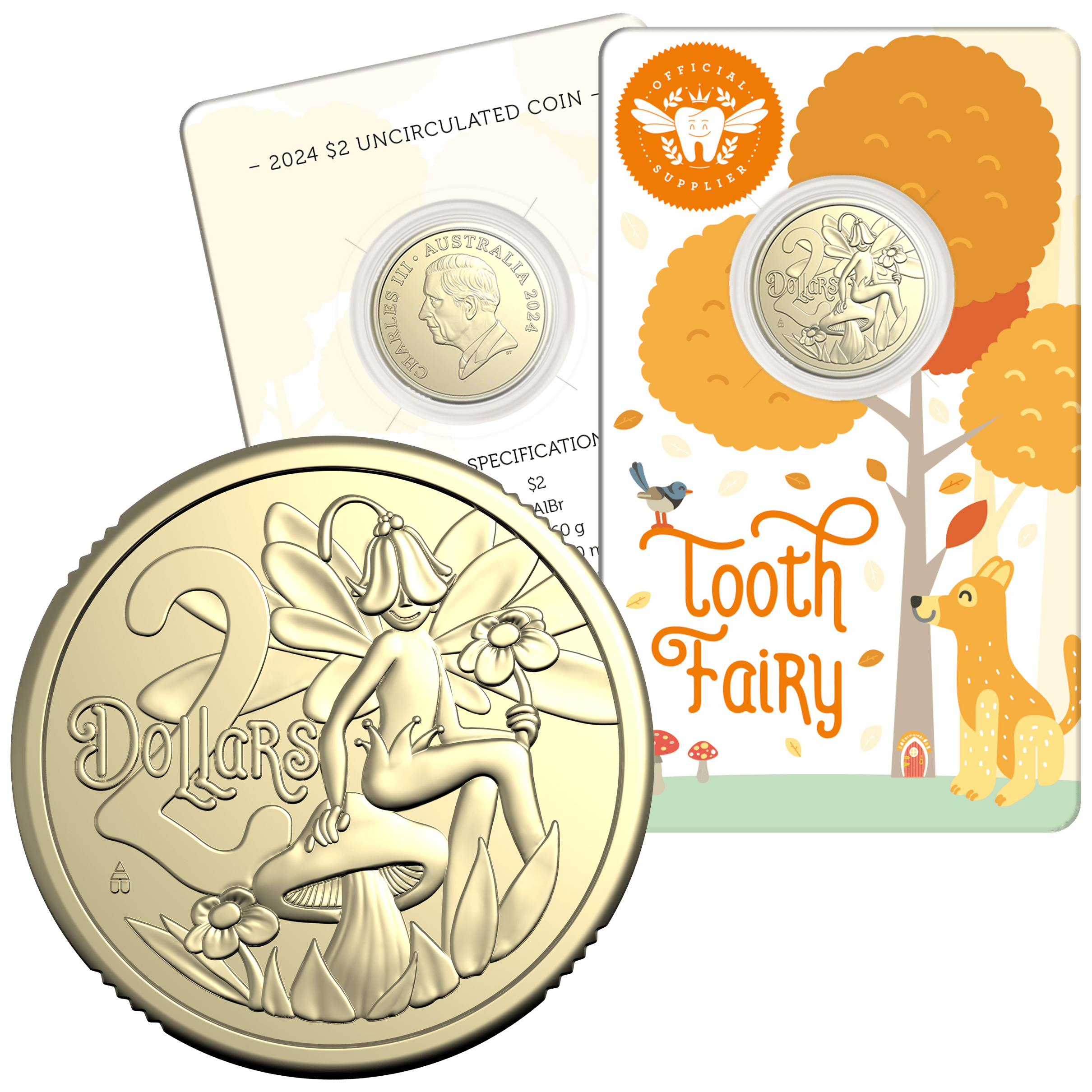 2024 2 Tooth Fairy Uncirculated Coin in Card AlBr Swan Bullion Company