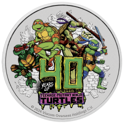 2024 Teenage Mutant Ninja Turtles 40th Anniversary 1oz .9999 Silver Coloured Coin in Card